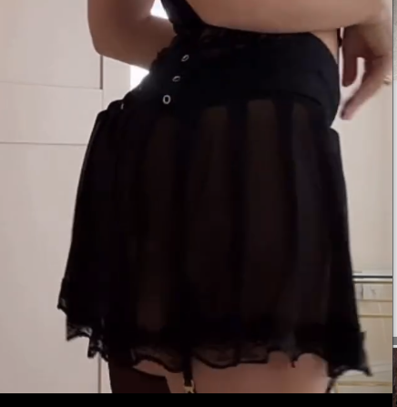 Lace suspender mini skirt