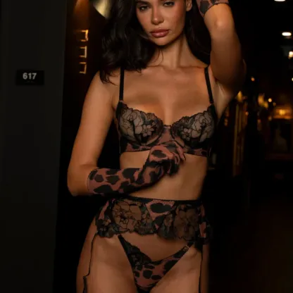 Fashion Leopard Lace Bra Set 