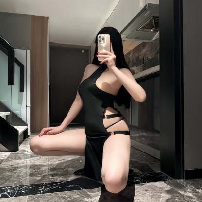 Sexy Halter Off-Shoulder Double Slit Bandage Bodycon Maxi Dress