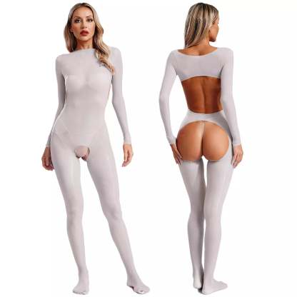 Sexy shiny stockings bodysuit