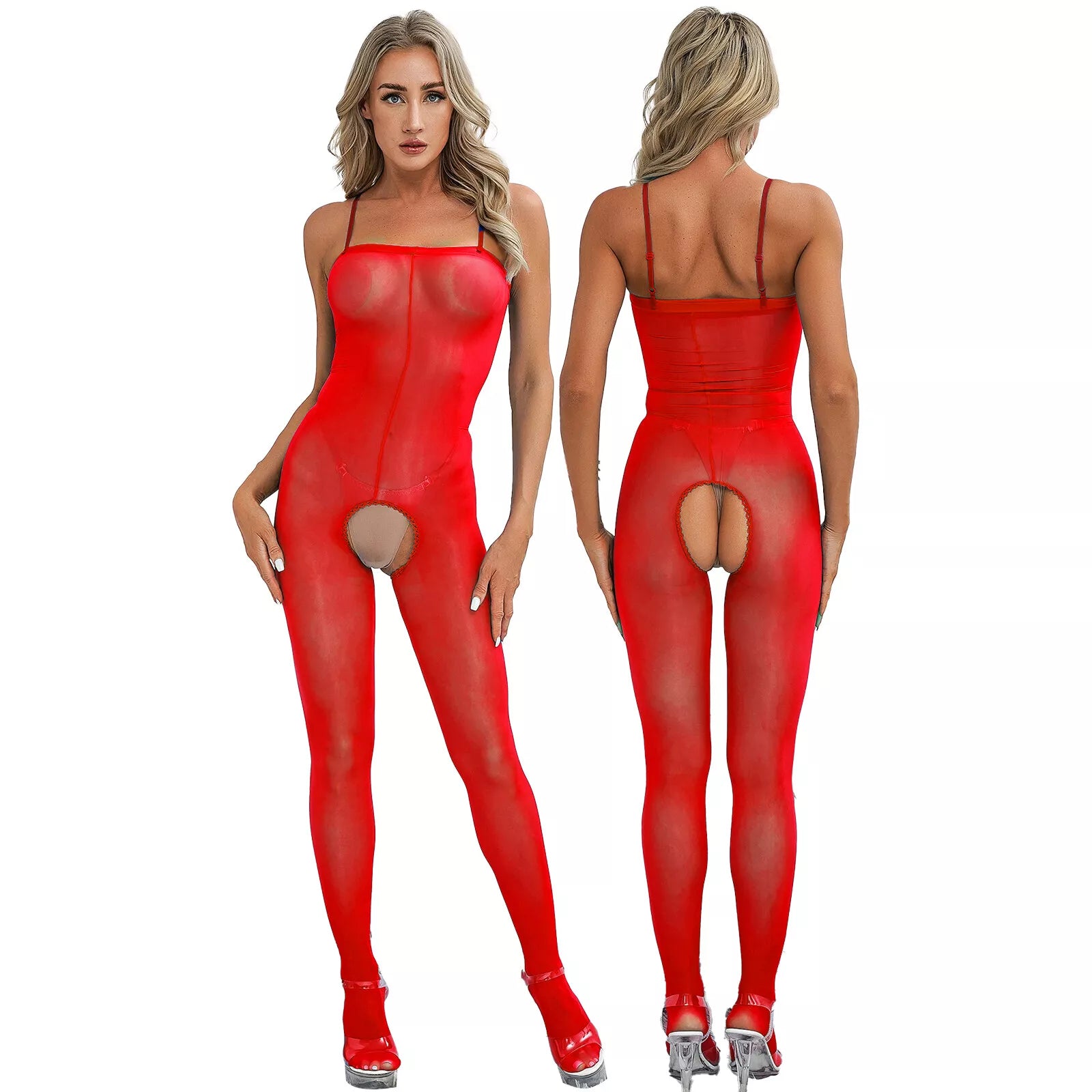 Suspender tube top open crotch body stockings