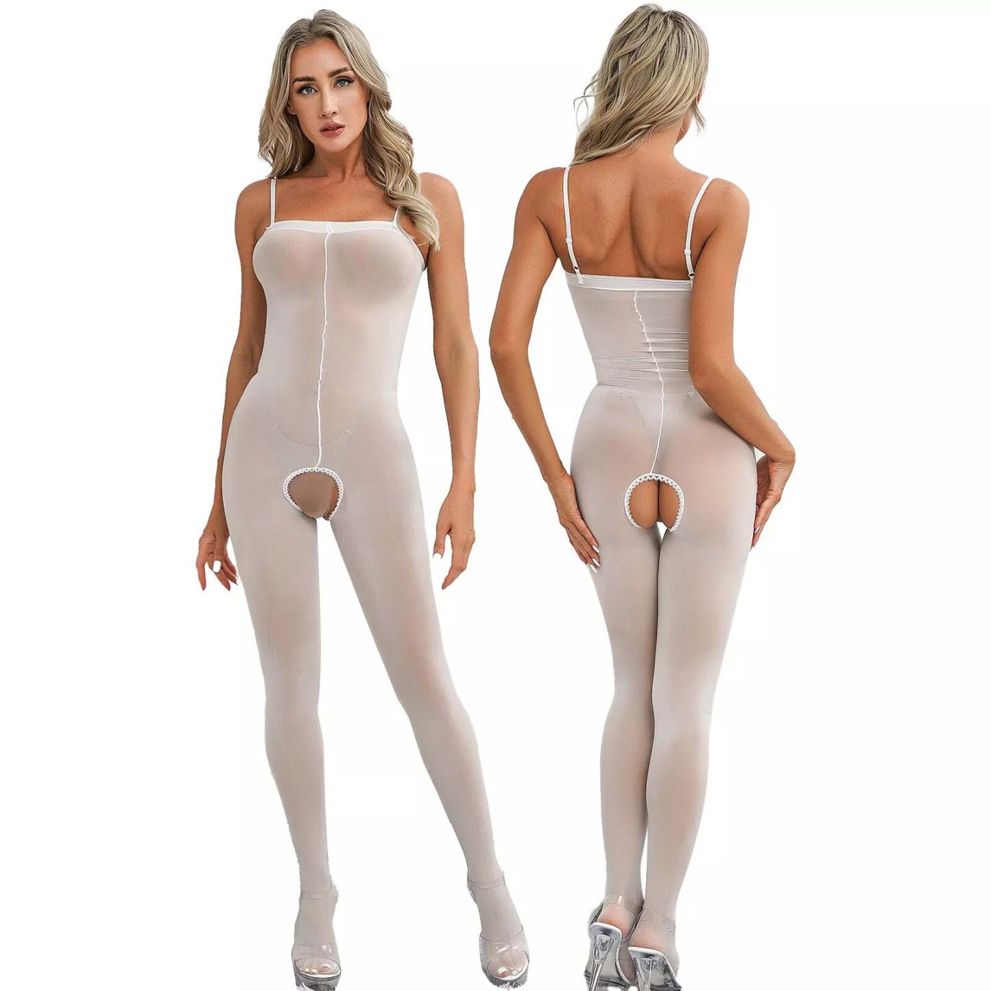 Suspender tube top open crotch body stockings