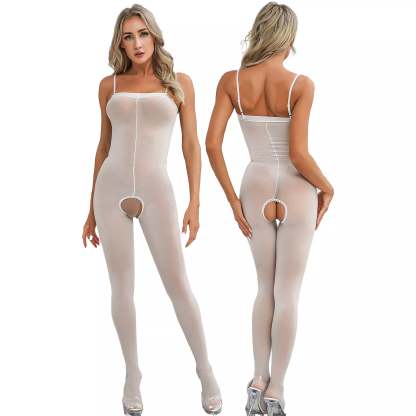 Suspender tube top open crotch body stockings
