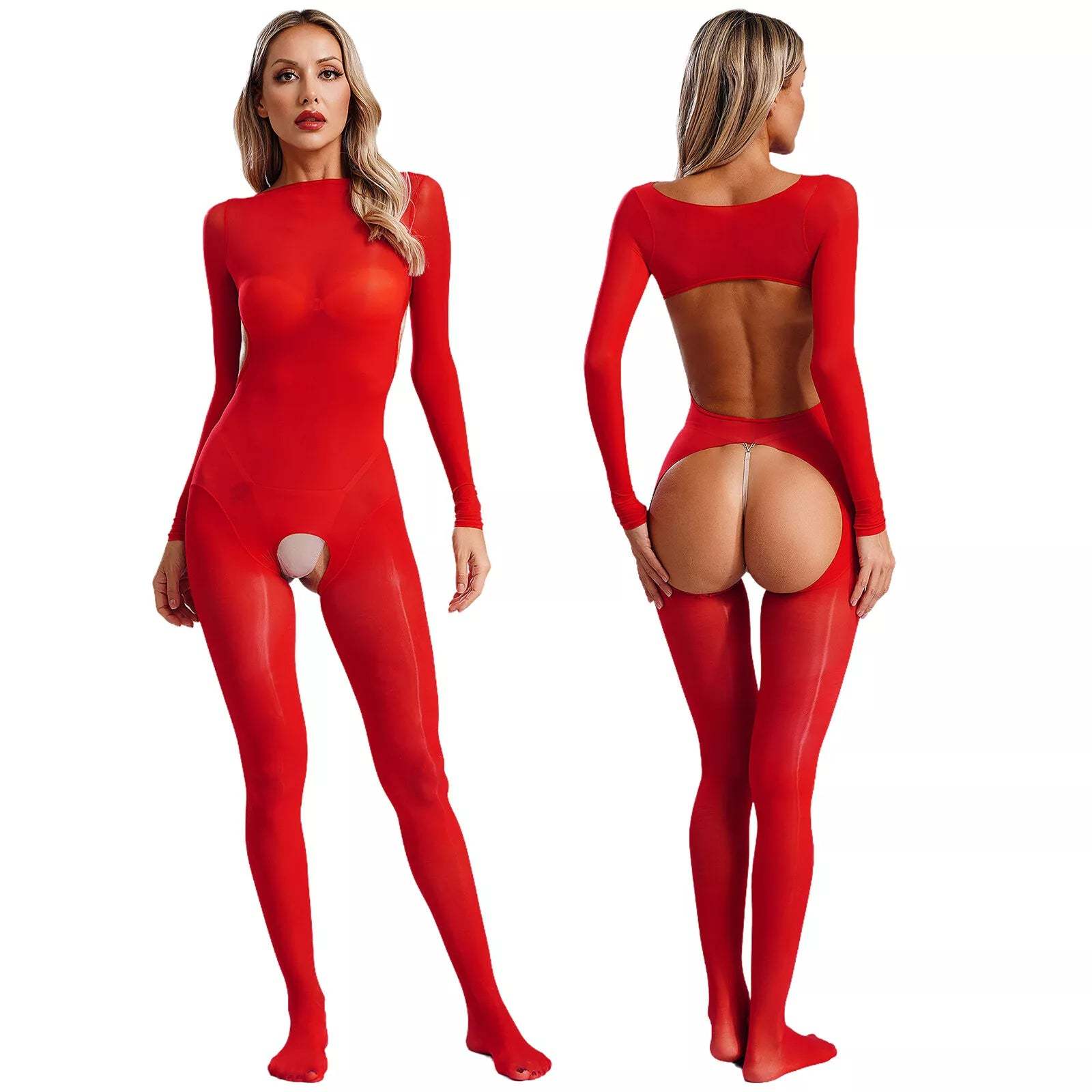 Sexy shiny stockings bodysuit