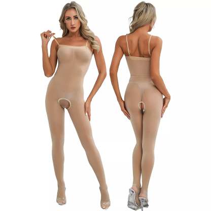 Suspender tube top open crotch body stockings