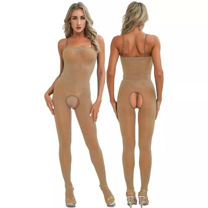 Suspender tube top open crotch body stockings