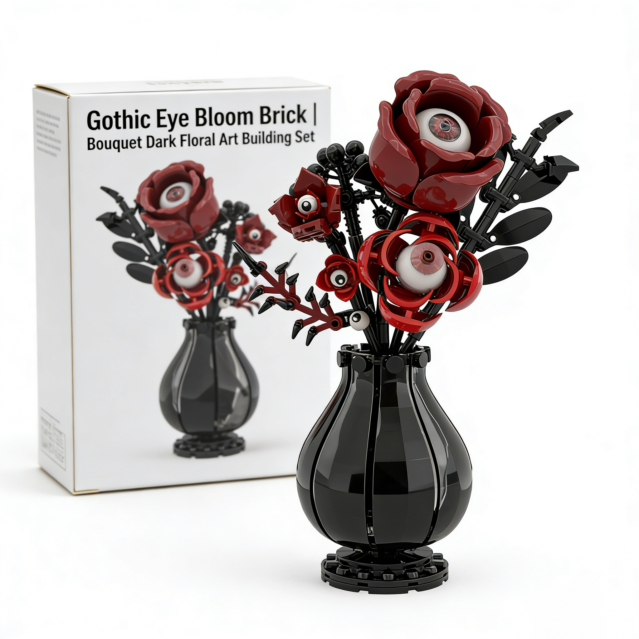 👁️ Gothic Eye Bloom Brick | Bouquet Dark Floral Art Building Set