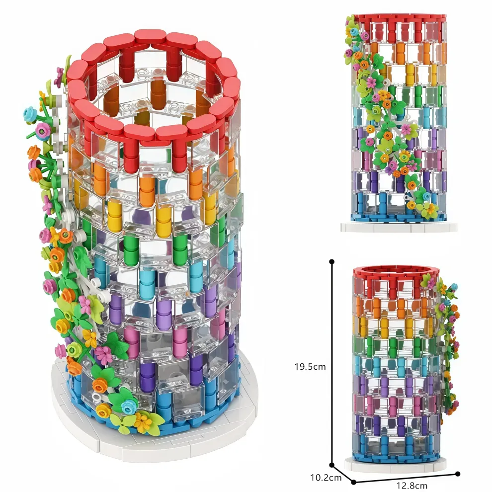 🌈💐Rainbow Flower Vase Building Block Set