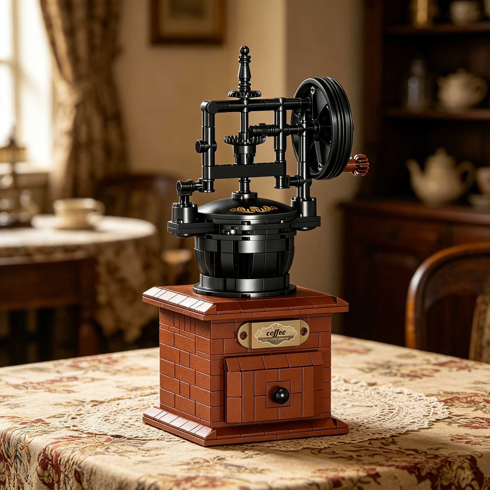 🛠️ Vintage Manual Coffee Grinder Building Set