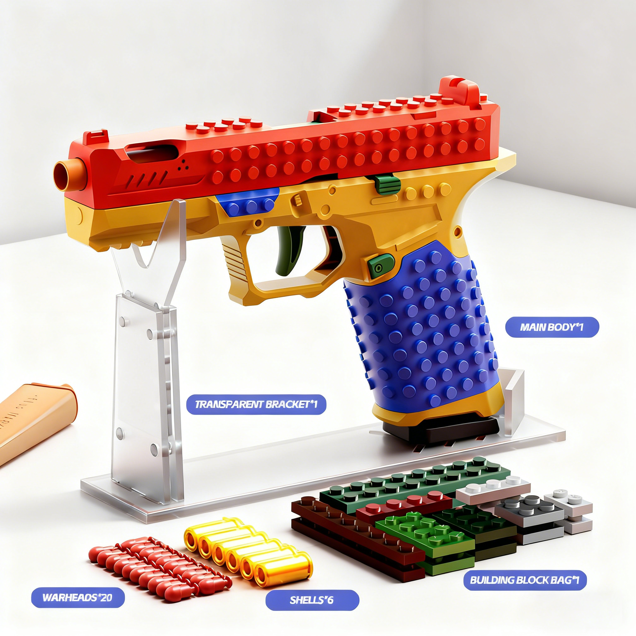 Building Block Semi-Auto Shell Ejecting Soft Bullet Toy Gun
