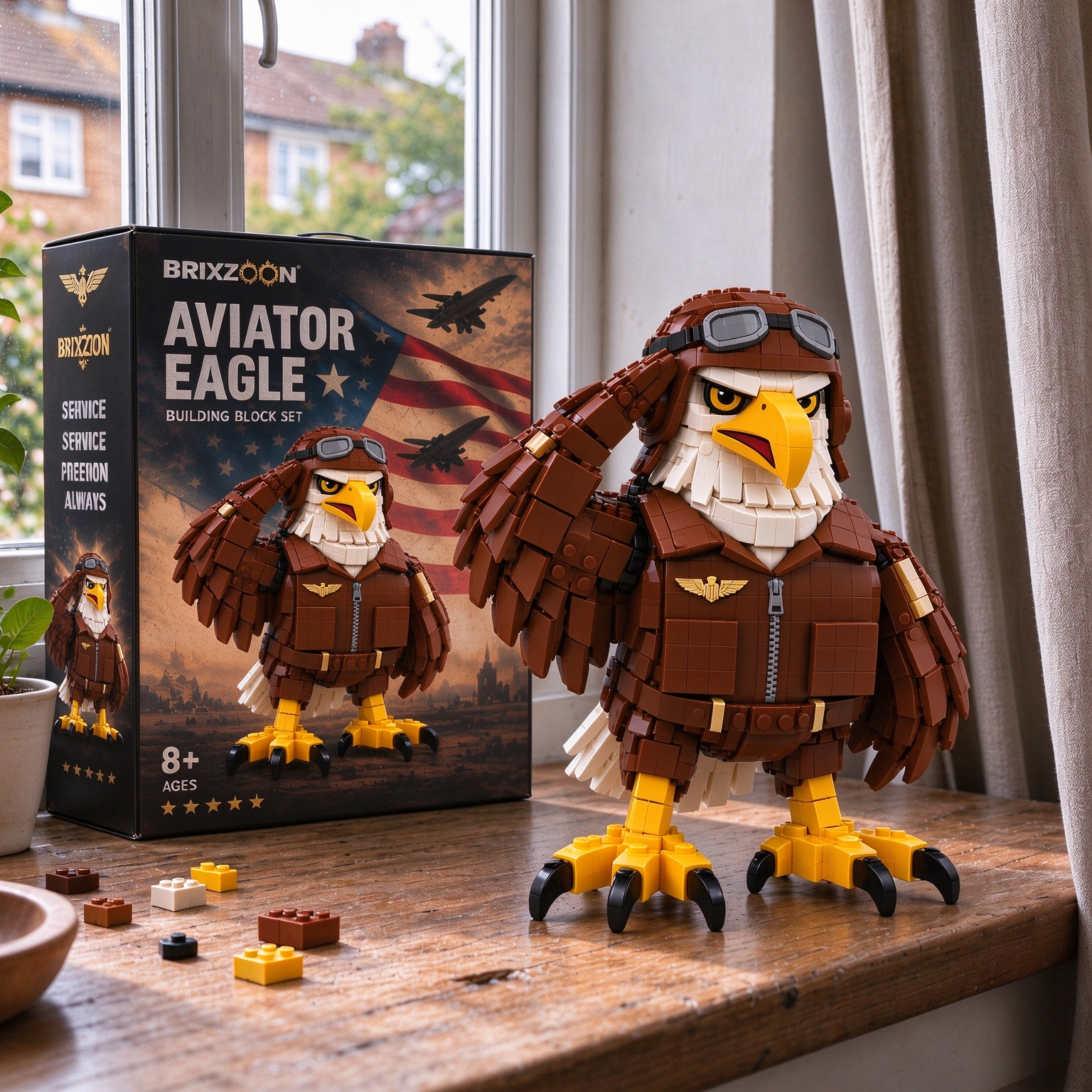 🦅 Vintage Aviator Eagle Building Block Set