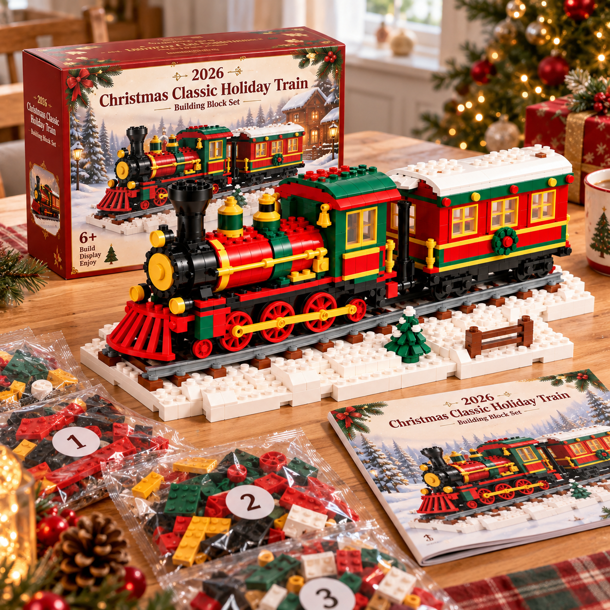 🎄 2026 Christmas Classic Holiday Train Building Block Set 🚂