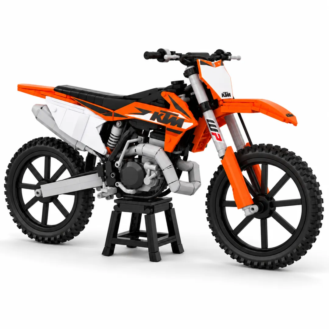 🏍️Motocross Dirt Bike Building Set – Orange & White Edition