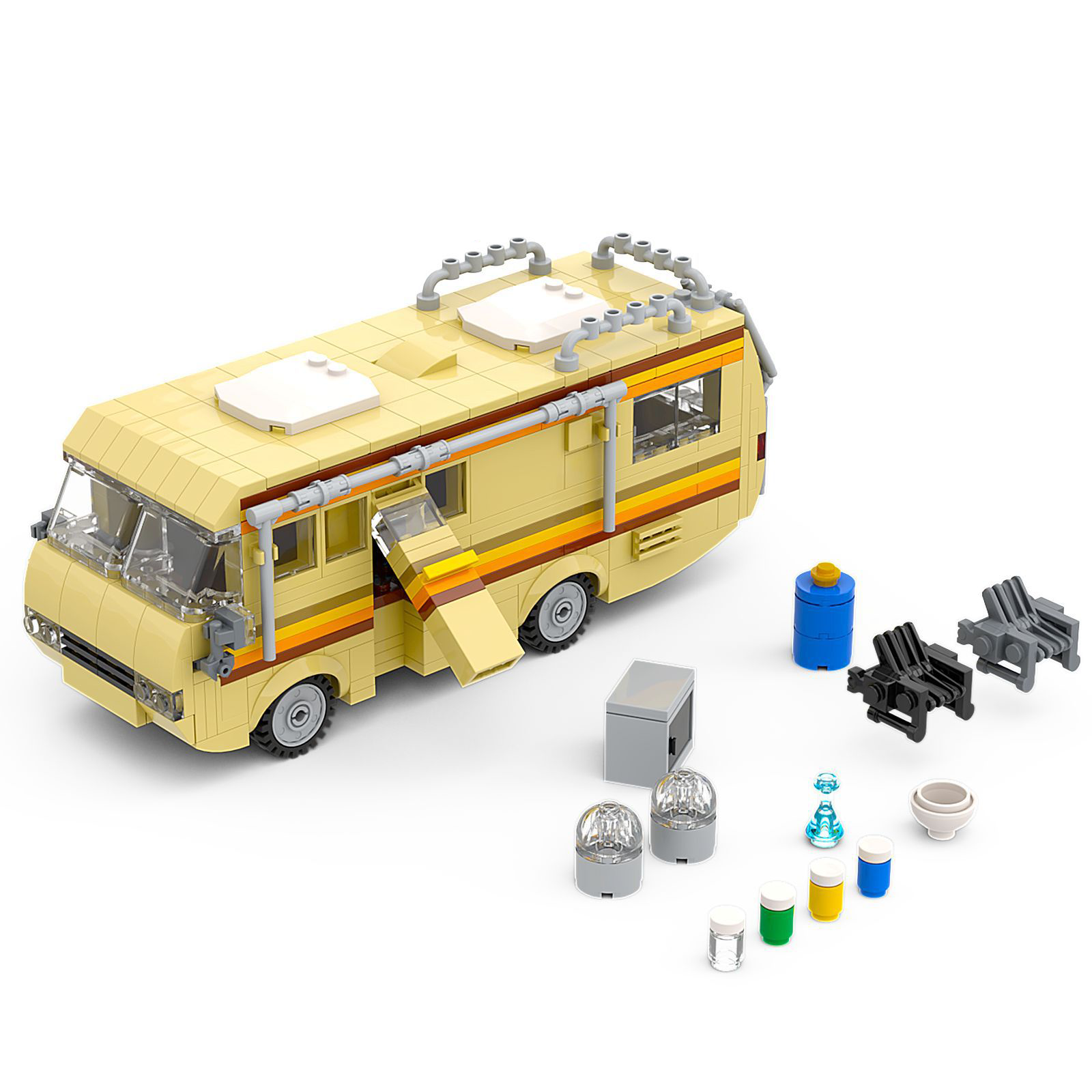 🚌Classic retro RV building block model