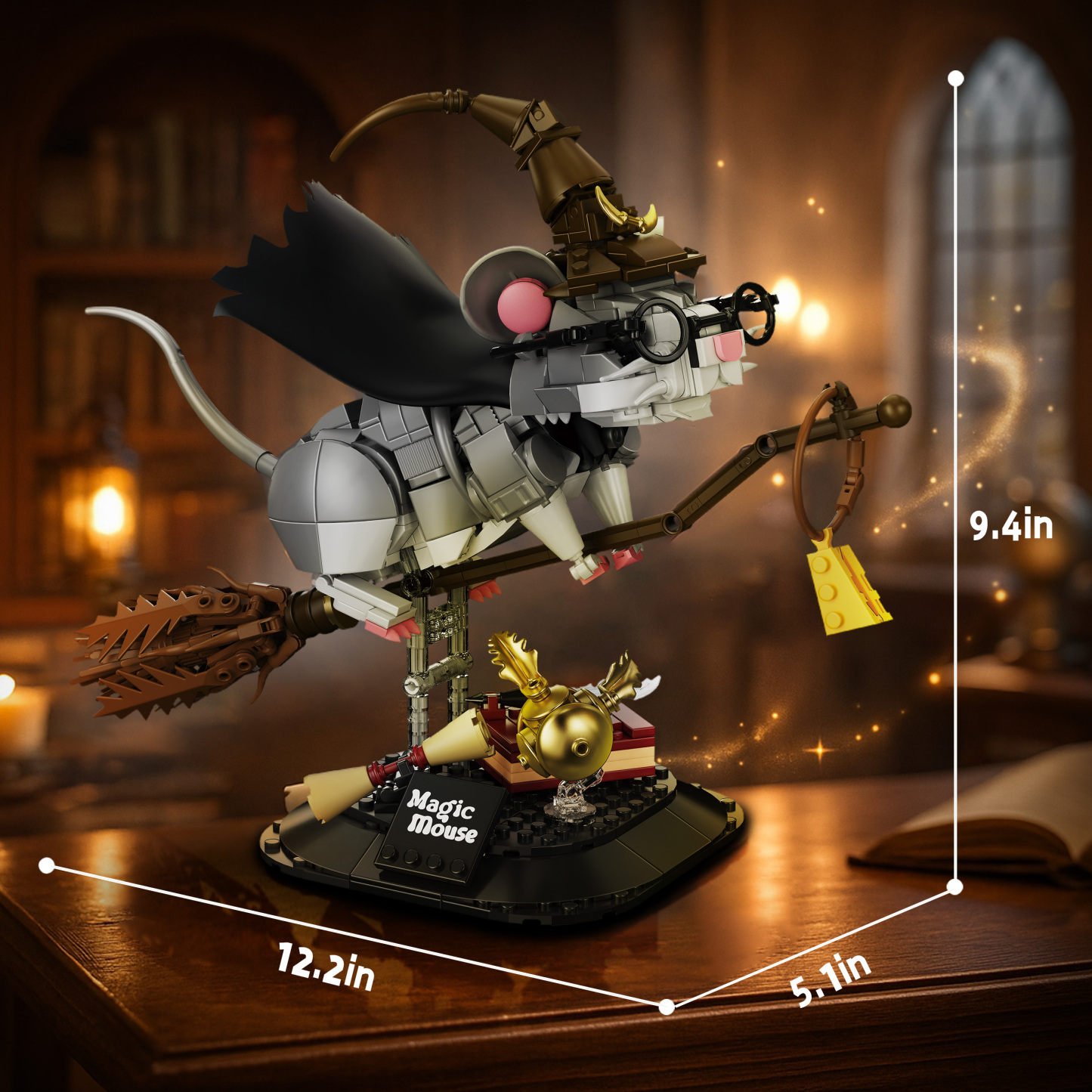 Magic Academy Mouse Brick Set – Flying Broom Wizard Edition🪄