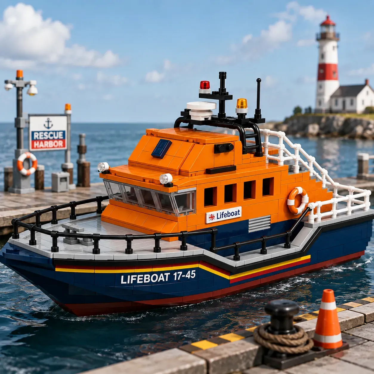 🌊⚓Rescue Lifeboat Cruiser – Maritime Search & Rescue Building Block Set