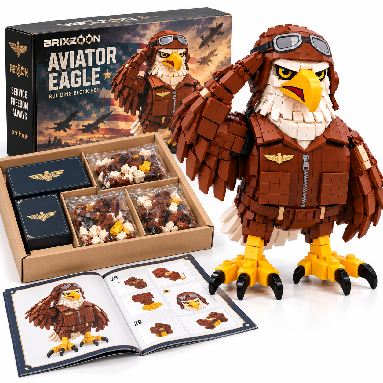 🦅 Vintage Aviator Eagle Building Block Set