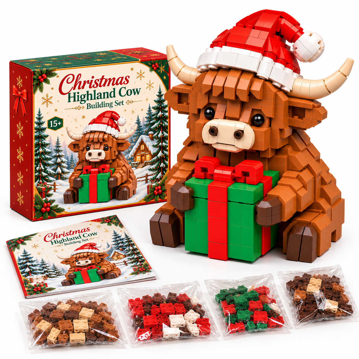 🎄🐮 Christmas Highland Cow Building Set