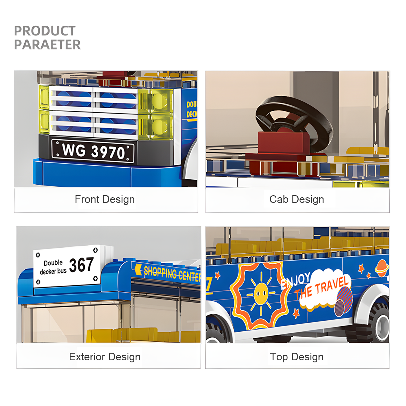 Double Decker Intercity Bus Building Blocks (257PCS)