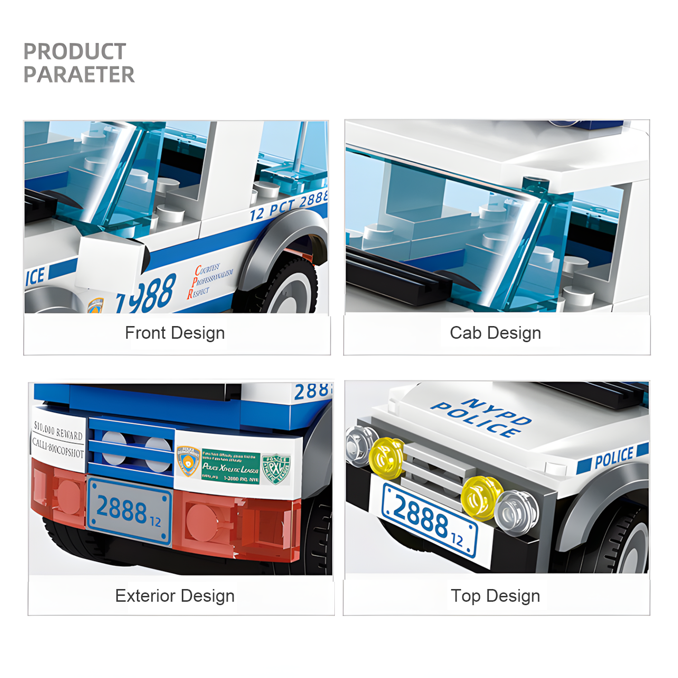 NYPD Police SUV Building Blocks (98PCS) | 1:36 Scale City Patrol Car Bricks Set