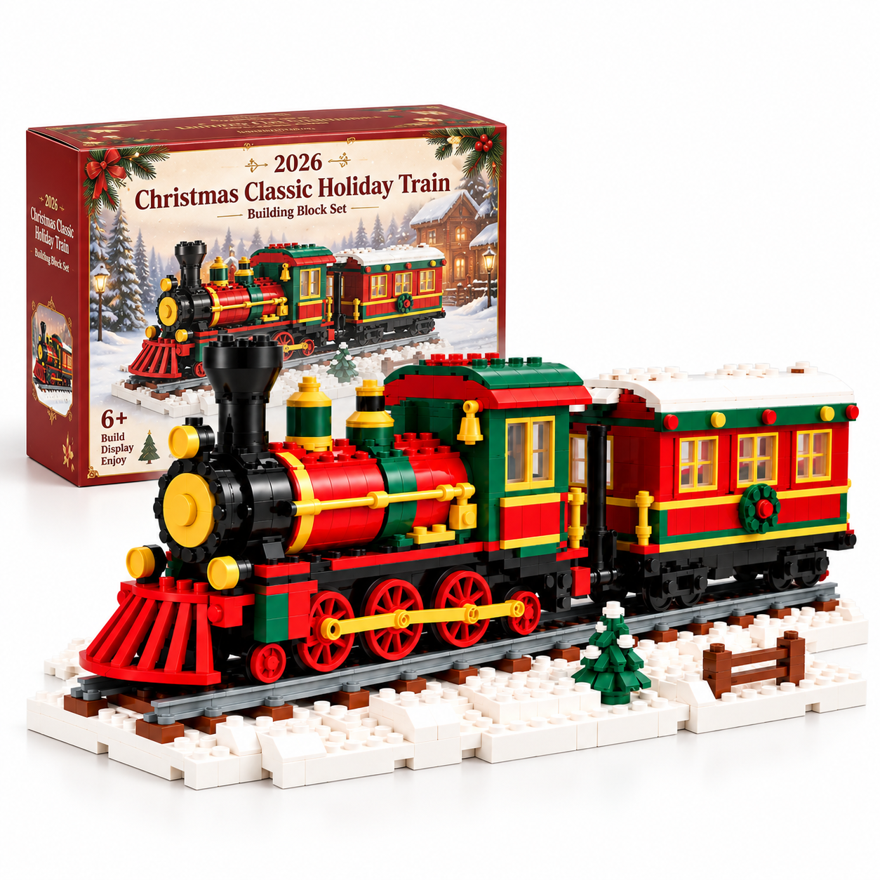 🎄 2026 Christmas Classic Holiday Train Building Block Set 🚂