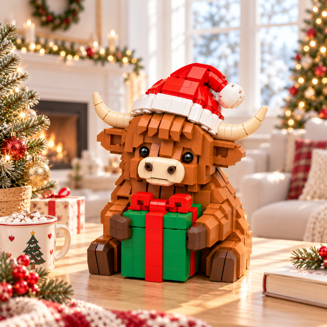 🎄🐮 Christmas Highland Cow Building Set
