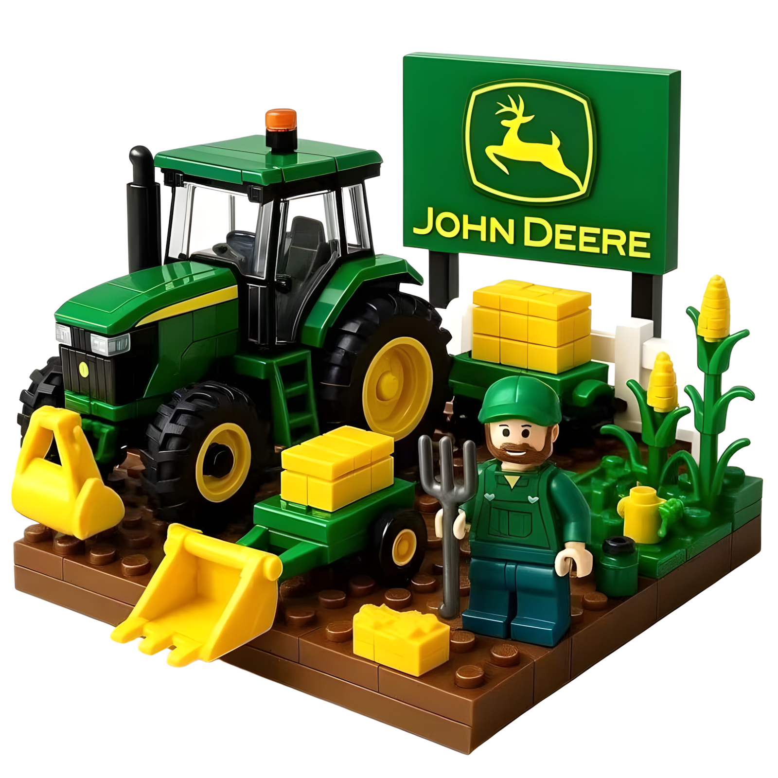 🚜Classic American Farm TractorScene Building Kit