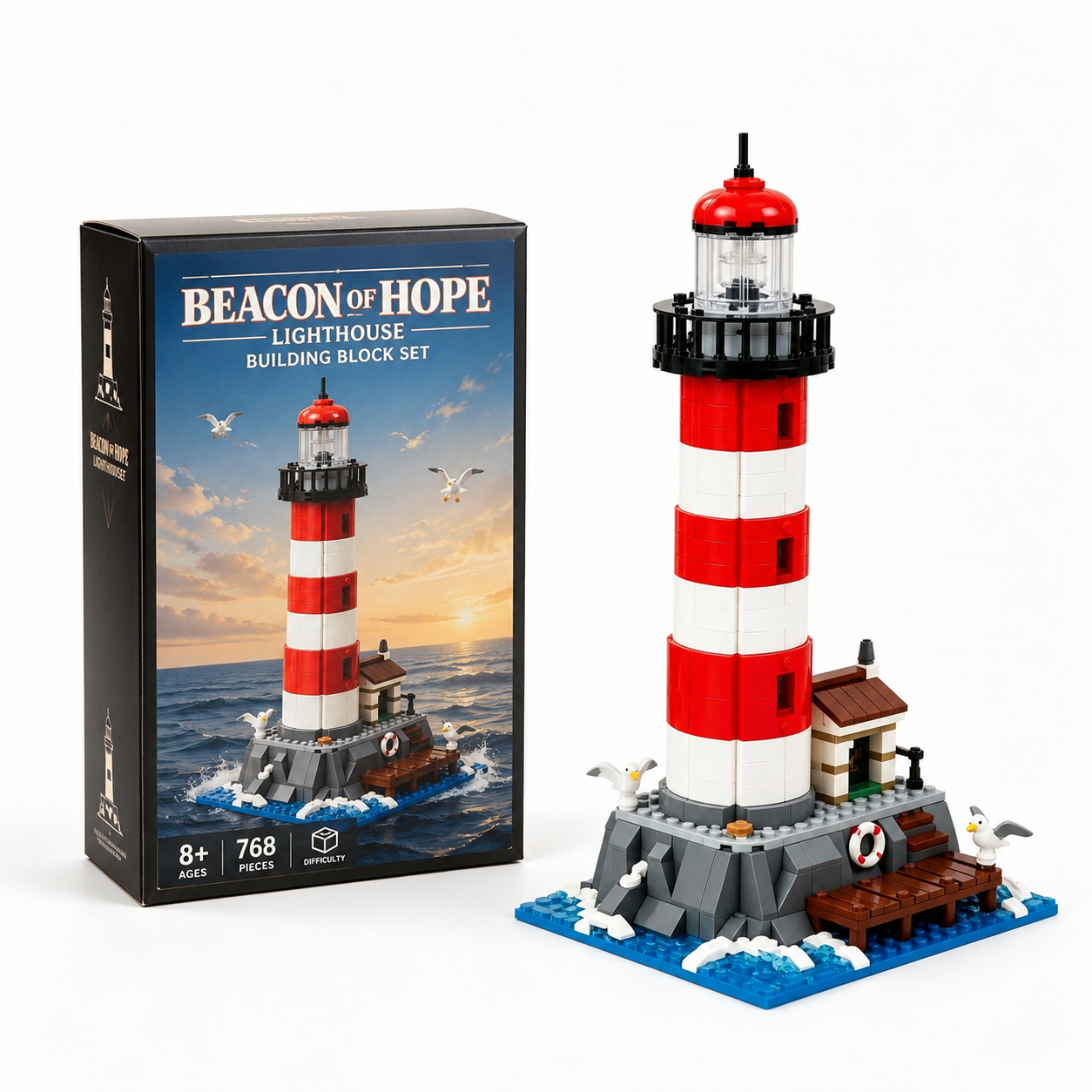Beacon of Hope Lighthouse Building Block Set – Coastal Landmark Display Model
