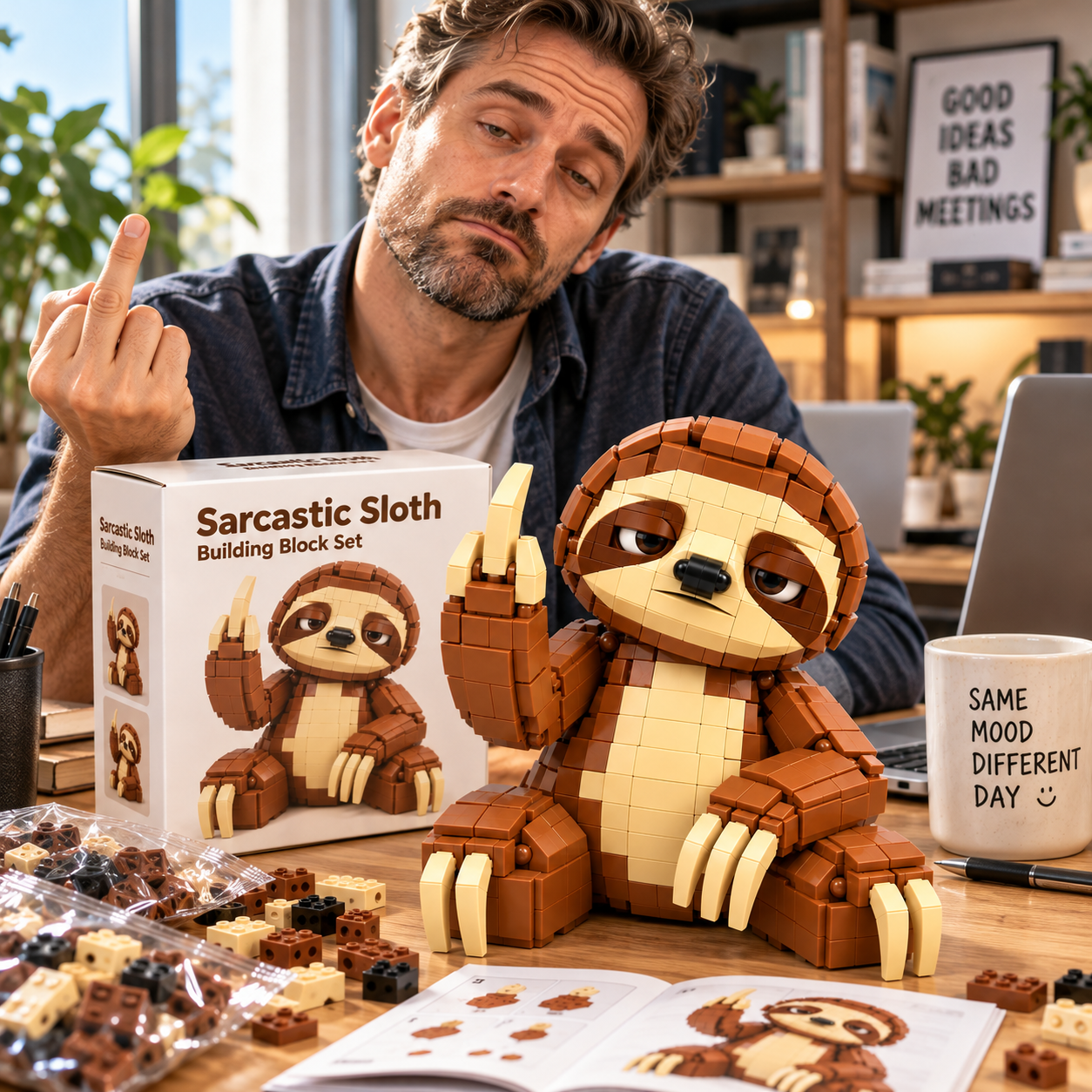 Sarcastic Sloth Building Block Set 🦥🖕