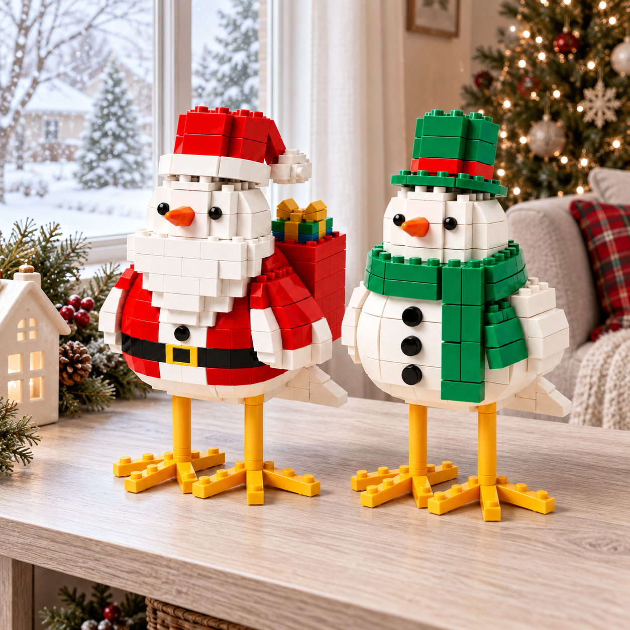 🎅🐦 Christmas Bird Duo Building Set