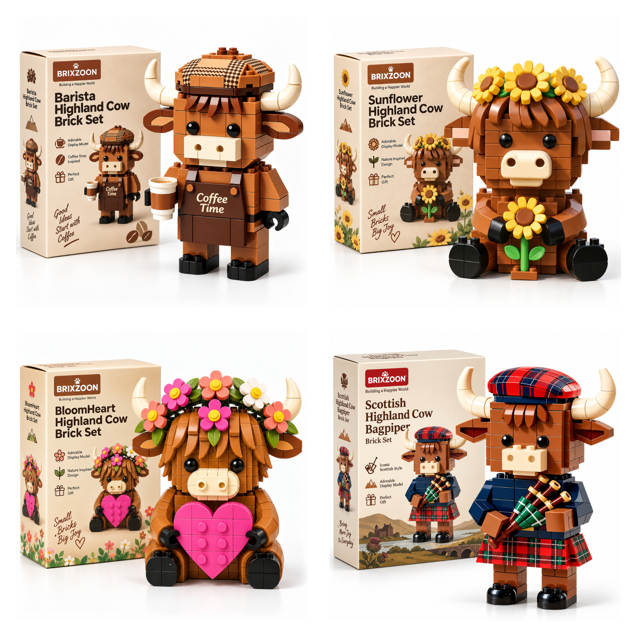 Scotland Highland Cow Brick Set Collection