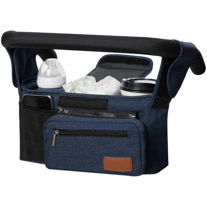 Universal Stroller Organizer – Detachable Bag with Insulated Cup Holders & Phone Pocket 
