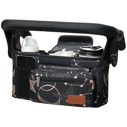 Universal Stroller Organizer – Detachable Bag with Insulated Cup Holders & Phone Pocket 