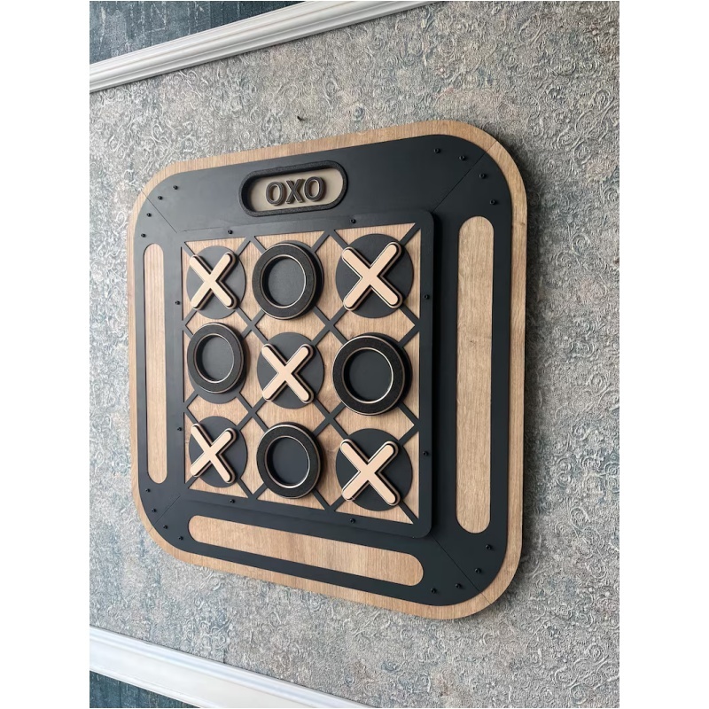 Magnetic Wall Scrabble Set – Modern Metal & Wood, 60x60 cm, Laser-Cut Wall Game