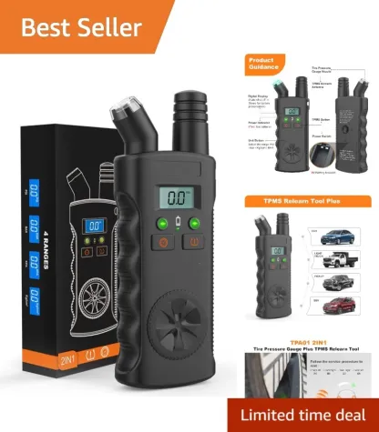 2-in-1 Tire Pressure Sensor Reset Tool & Digital Tire Pressure Gauge