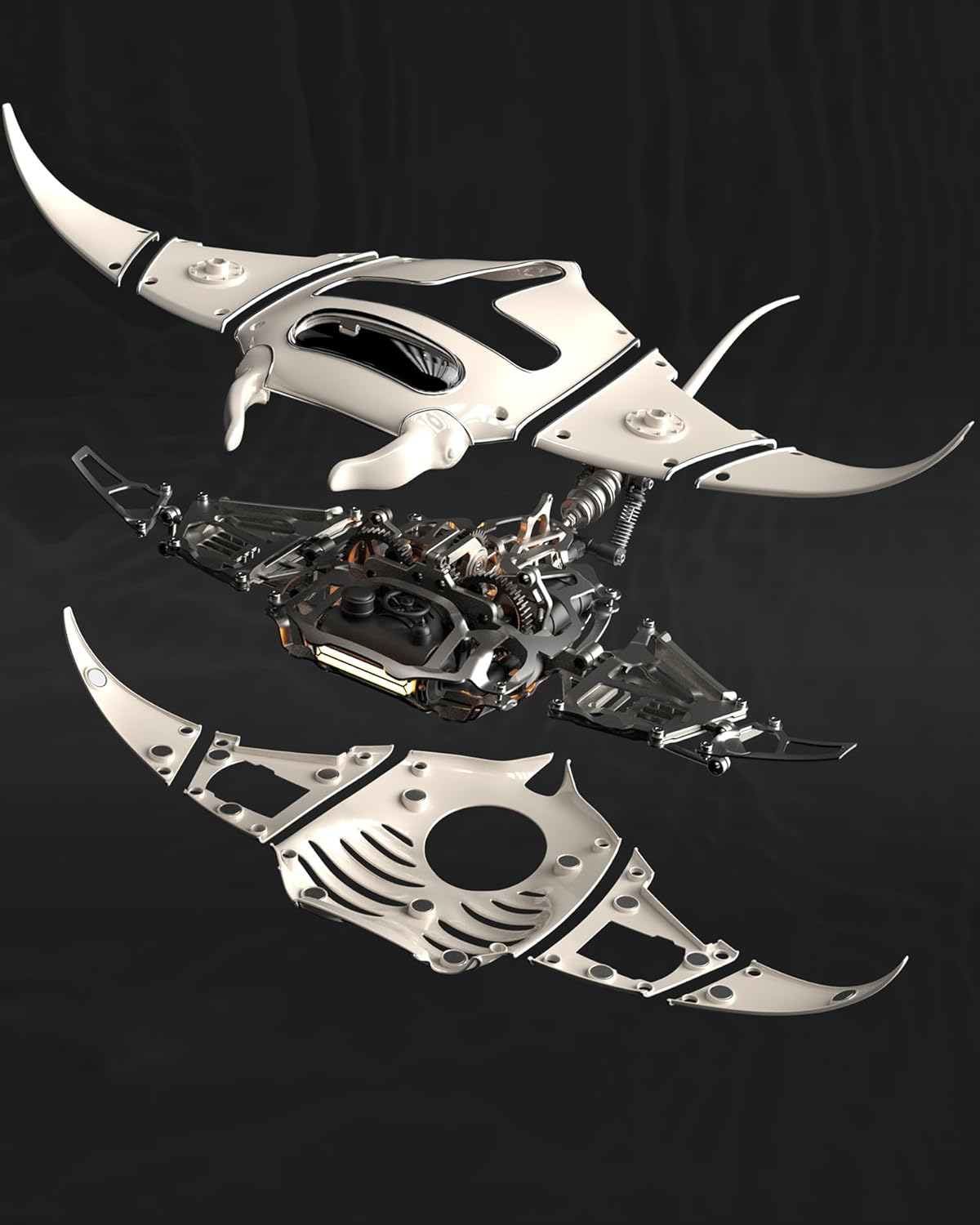 Mechanical Manta Ray Metal Model Experience the Fusion of Engineering and Art