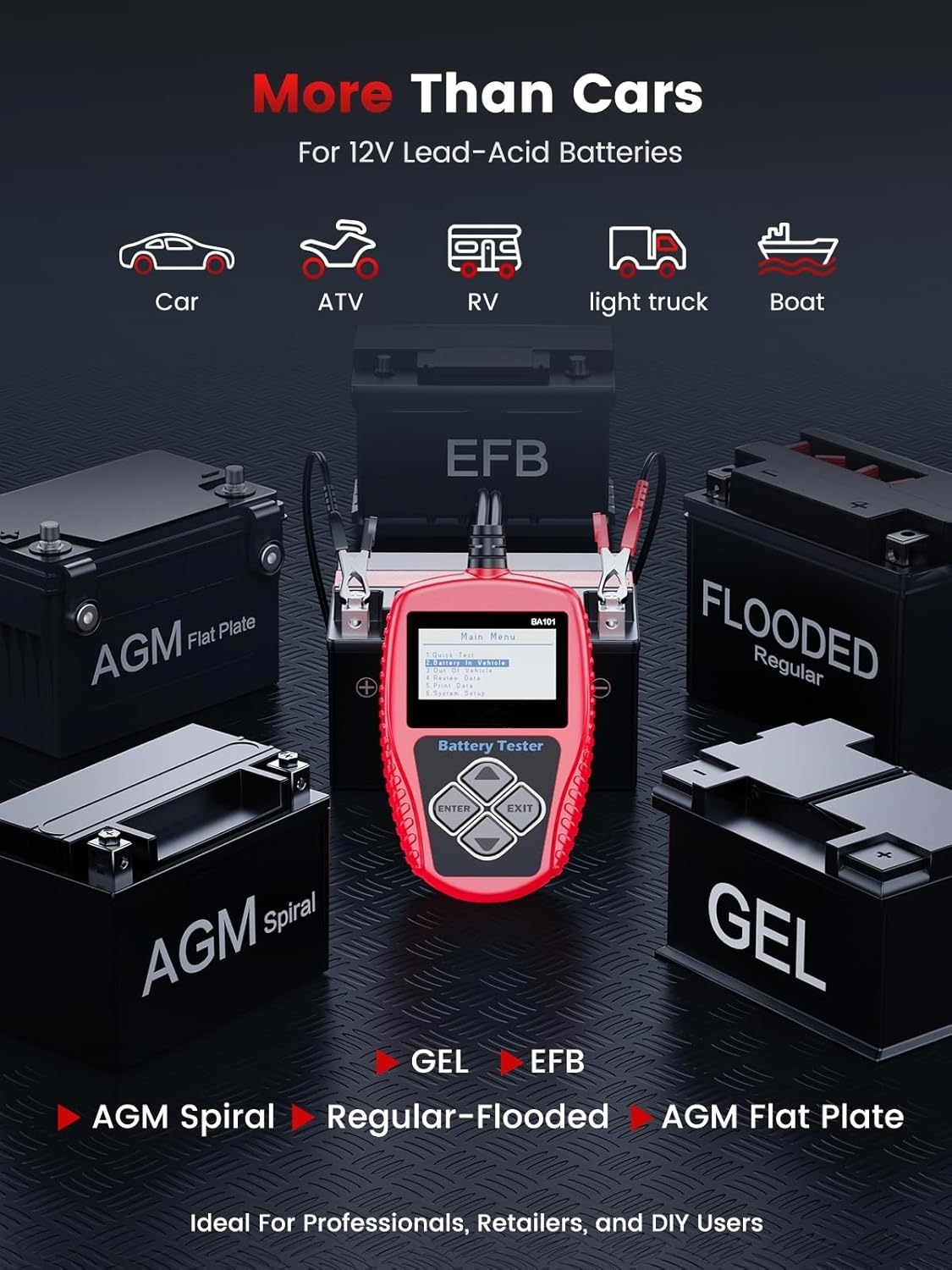 Compact 12V Battery Tester, Simple & Reliable Car Battery Check Tool