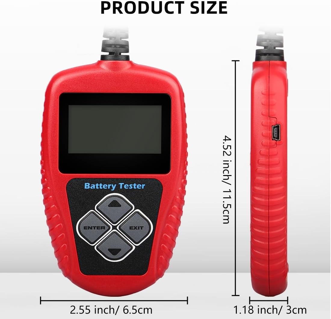 Compact 12V Battery Tester, Simple & Reliable Car Battery Check Tool