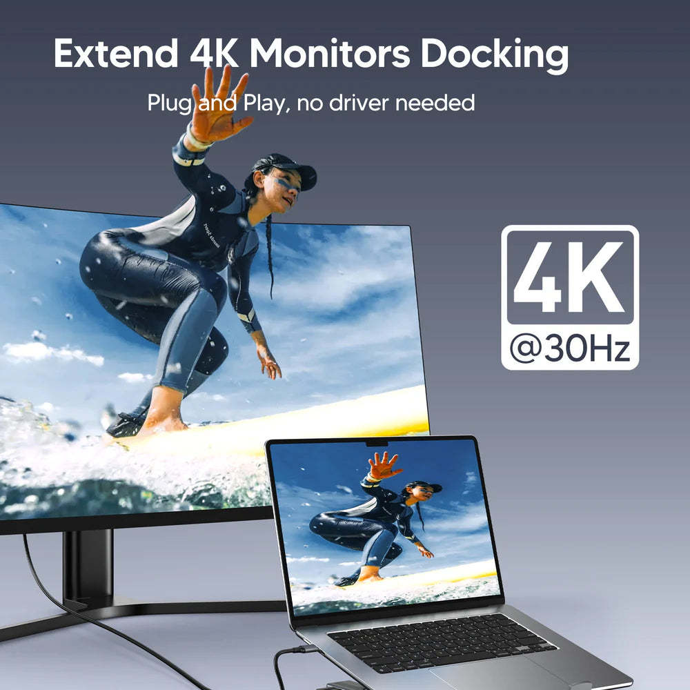 USB-C Laptop Dock Stand – 2-in-1 Stand & Hub | Supports External Displays
