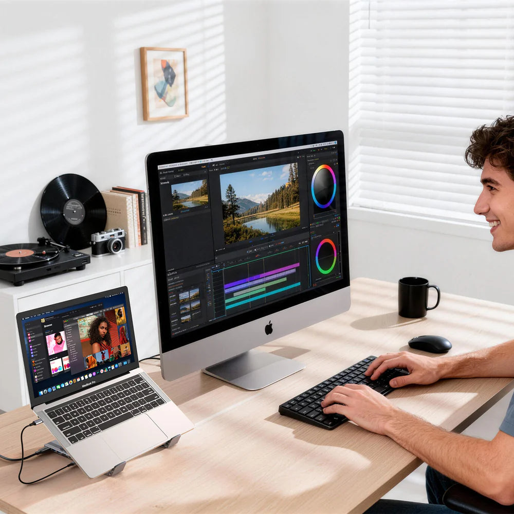 USB-C Laptop Dock Stand – 2-in-1 Stand & Hub | Supports External Displays