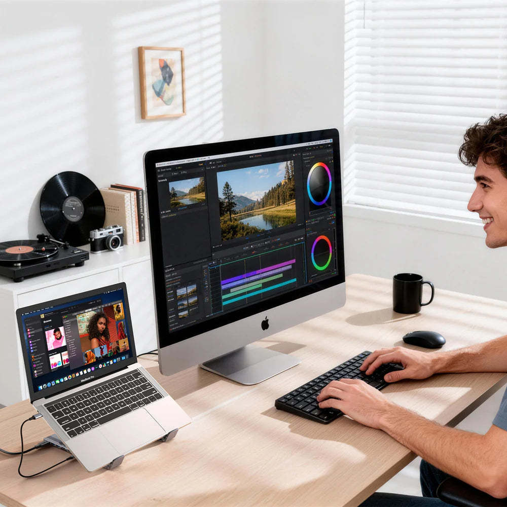 USB-C Laptop Dock Stand – 2-in-1 Stand & Hub | Supports External Displays