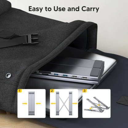 USB-C Laptop Dock Stand – 2-in-1 Stand & Hub | Supports External Displays