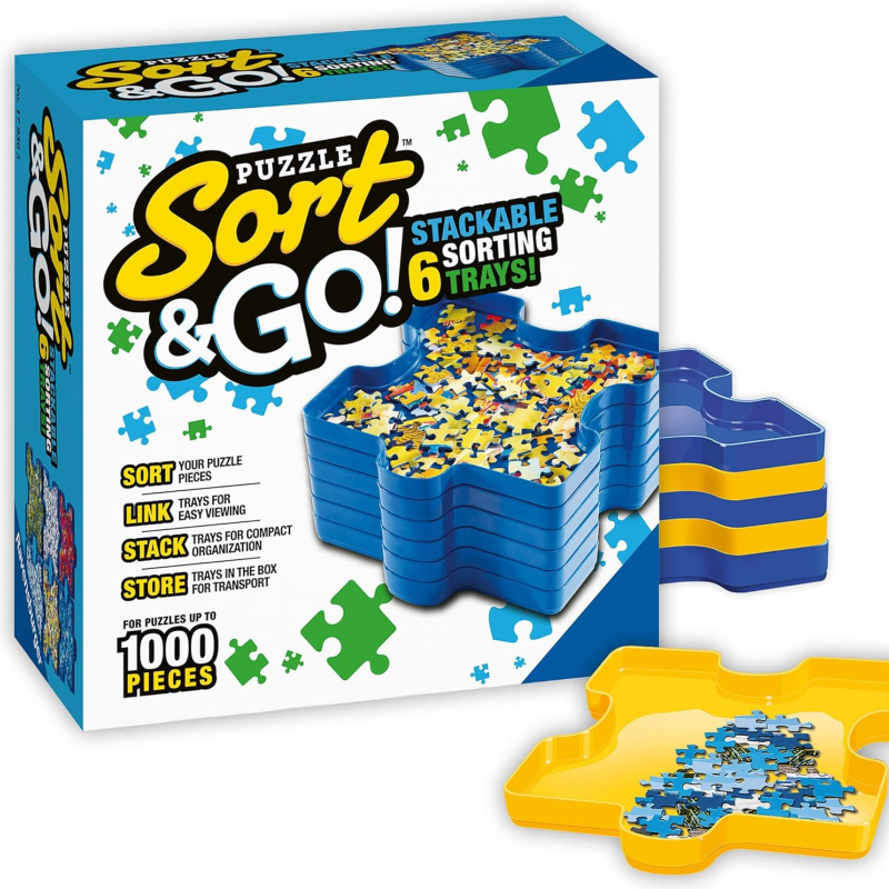 Premium Puzzle Sorting Trays Set – 6 Stackable Organizers for Up to 1000 Pieces