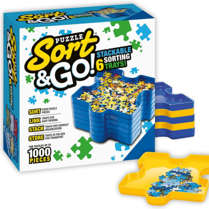 Premium Puzzle Sorting Trays Set – 6 Stackable Organizers for Up to 1000 Pieces