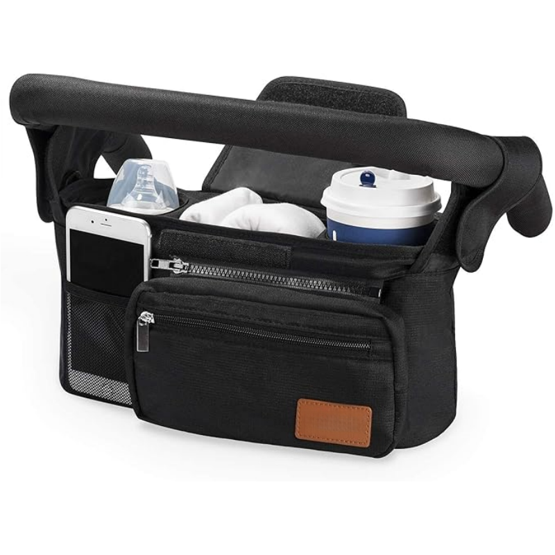 Universal Stroller Organizer – Detachable Bag with Insulated Cup Holders & Phone Pocket 
