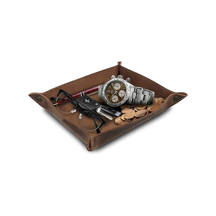 Genuine leather tray storage box