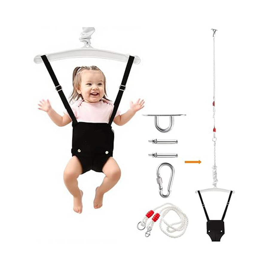Baby bouncy chair with ceiling hooks