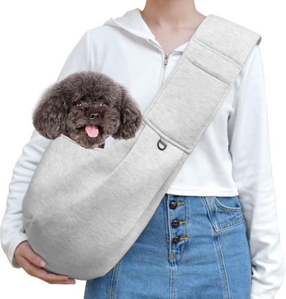Hands-Free Dog Sling Carrier – Breathable Mesh Pet Shoulder Bag with Pocket