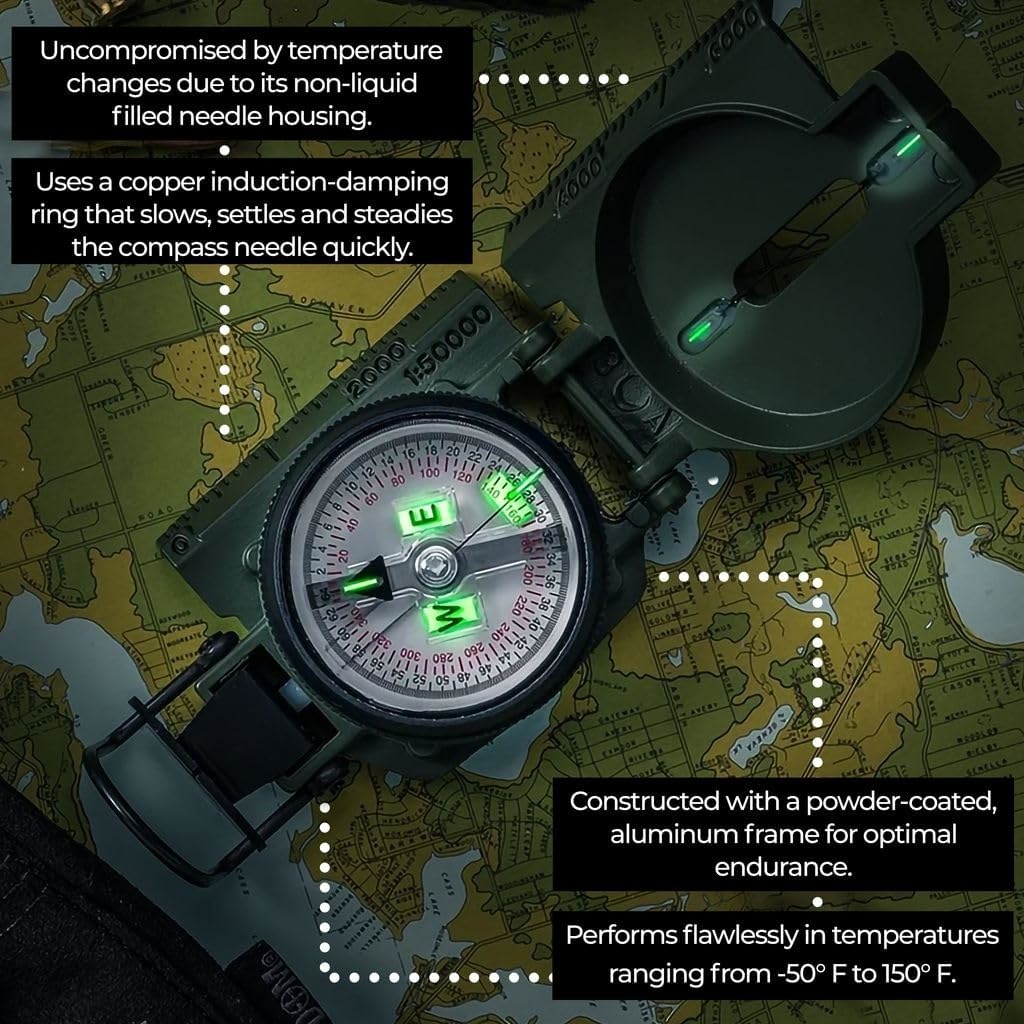 Tritium Lensatic Compass – Professional Navigation Tool for Survival & Outdoor Adventures