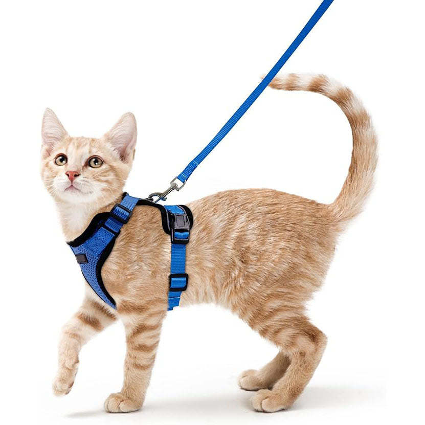Cat Harness Vest – Escape-Proof, Soft Adjustable, Breathable with Reflective Stripe